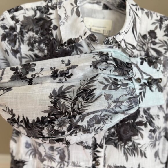 Anthropologie Lavinia Ombre' Embroidered Shirt Dress Floral Button Down Hobo - Picture 5 of 14